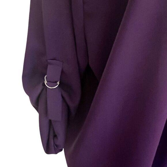 XL Purple Pullover Blouse with 3/4 Roll Tab Sleeves - Roswear, Excellent - Picture 2 of 5